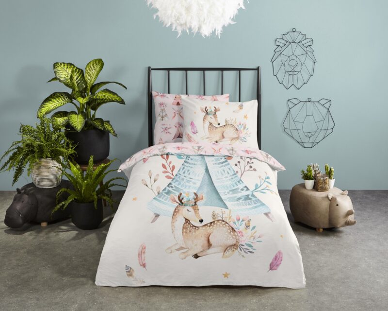 Tipi-tenten / boho overtrek van Good Morning, 140 x 200/220 cm, kussensloop 60 x 70 cm