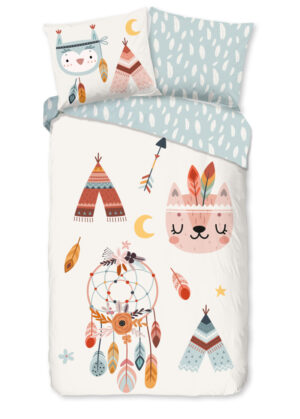 Good Morning dekbedovertrek tipi-tenten / boho - Multicolor - 140 x 200/220 cm - 100% katoen/flanel