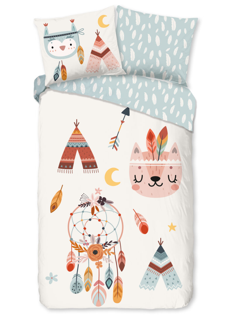 Good Morning dekbedovertrek tipi-tenten / boho - Multicolor - 140 x 200/220 cm - 100% katoen/flanel
