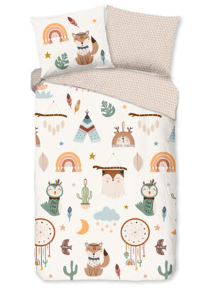 Good Morning dekbedovertrek tipi-tenten / boho - Zand - 140 x 200/220 cm - 100% katoen