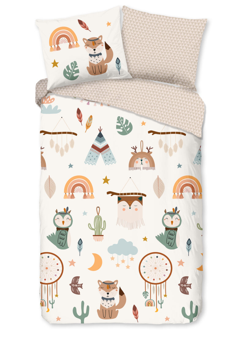 Good Morning dekbedovertrek tipi-tenten / boho - Zand - 140 x 200/220 cm - 100% katoen