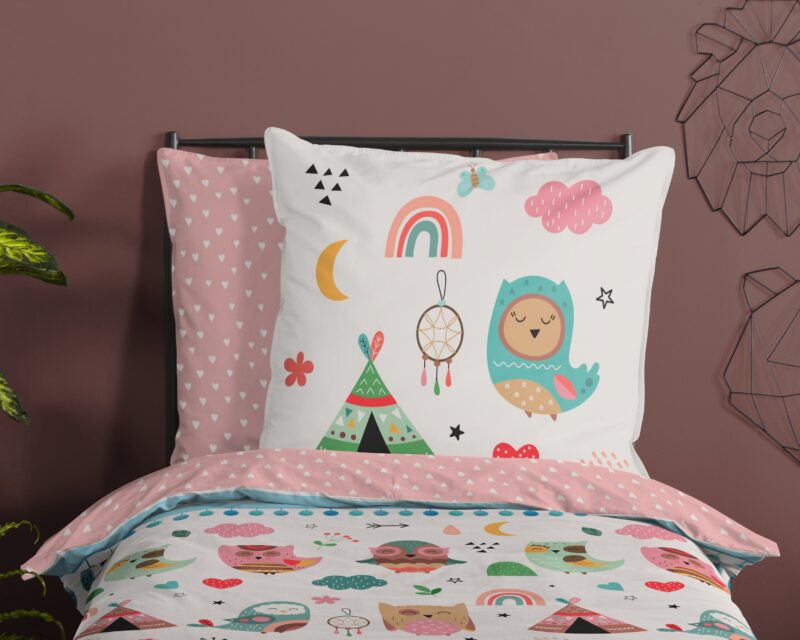 100% katoen dekbedset uilen in boho thema van Good Morning in 135 x 200 cm