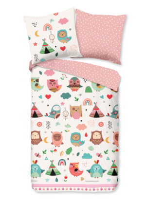 Good Morning dekbedovertrek uilen in boho thema - Multicolor - 135 x 200 cm - 100% katoen