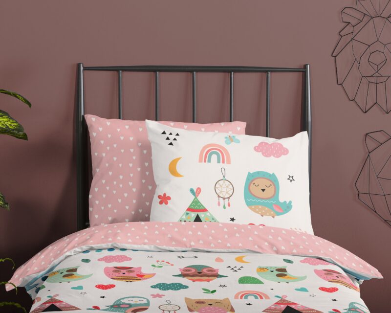100% katoen dekbedset uilen in boho thema van Good Morning in 140 x 200/220 cm