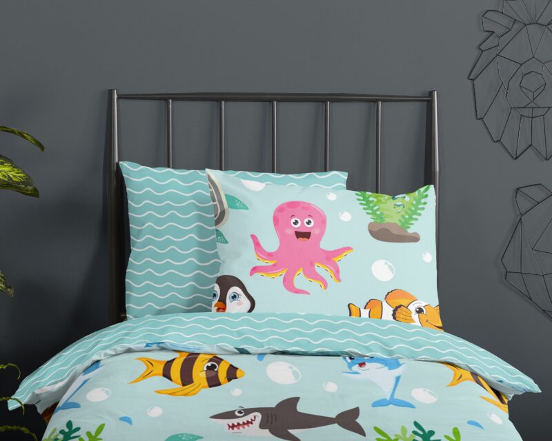 100% katoen dekbedset vissen van Good Morning in 140 x 200/220 cm