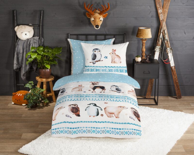 Winter dieren overtrek van Good Morning, 135 x 200 cm, kussensloop 80 x 80 cm