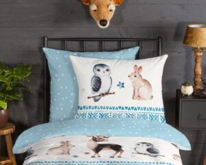 100% katoen/flanel dekbedset winter dieren van Good Morning in 135 x 200 cm