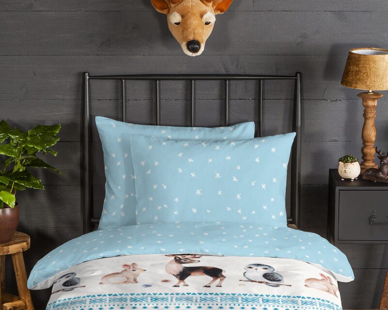 100% katoen/flanel dekbedset winter dieren van Good Morning in 140 x 200 cm