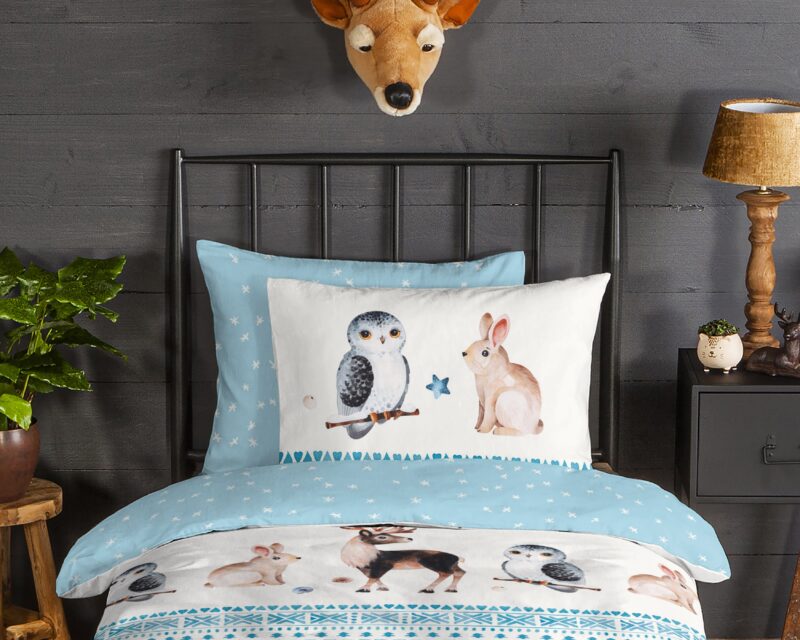 100% katoen/flanel dekbedset winter dieren van Good Morning in 140 x 200/220 cm
