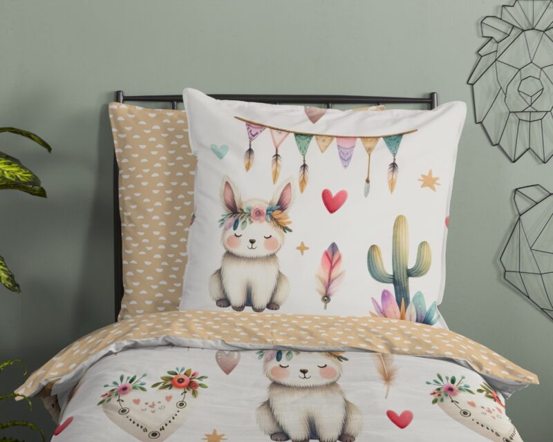 100% katoen dekbedset "woestijnvosjes met cactussen tipi t van Good Morning in 135 x 200 cm