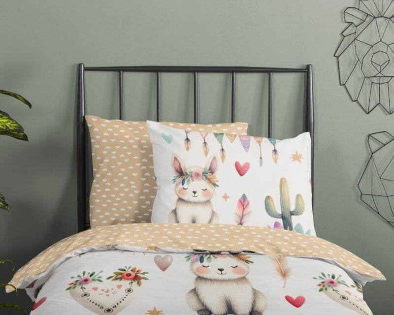 100% katoen dekbedset "woestijnvosjes met cactussen tipi t van Good Morning in 140 x 200/220 cm