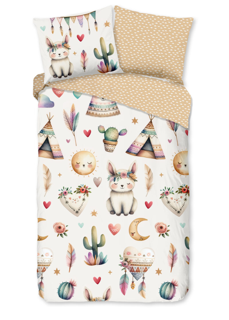 Good Morning dekbedovertrek "woestijnvosjes met cactussen tipi t - Multicolor - 140 x 200/220 cm - 100% katoen