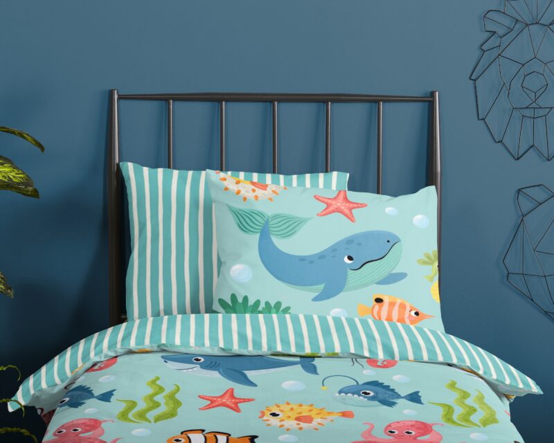 100% katoen dekbedset zeedieren van Good Morning in 140 x 200/220 cm - kussensloop 60 x 70 cm