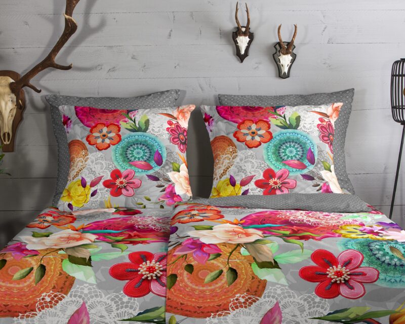 100% katoen/flanel dekbedset Mandals en bloemen van HIP in 135 x 200 cm