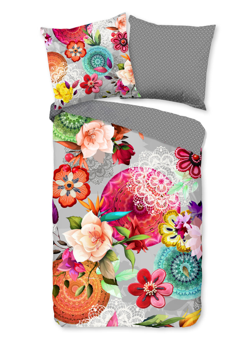 HIP dekbedovertrek Mandals en bloemen - Multicolor - 135 x 200 cm - 100% katoen/flanel
