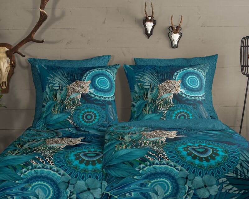 100% katoen/flanel dekbedset mandala's, bladeren en een luipaard van HIP in 155 x 220 cm