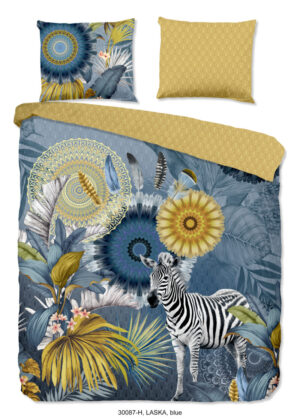 HIP dekbedovertrek mandala's, bladeren en een zebra - Blauw - 200 x 200/220 cm - 100% katoen/satijn