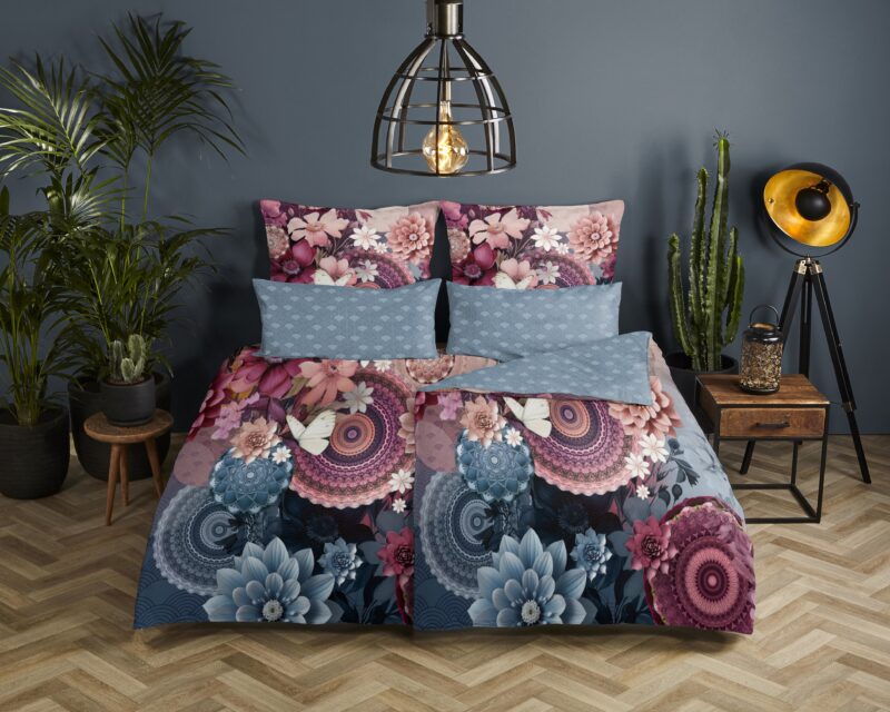 Mandalas & bloemen overtrek van HIP, 135 x 200 cm, kussensloop 80 x 80 cm