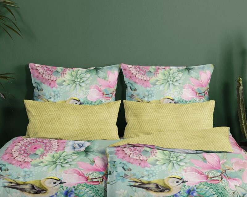 100% katoen/satijn dekbedset mandala's, bloemen en vogels van HIP in 155 x 220 cm