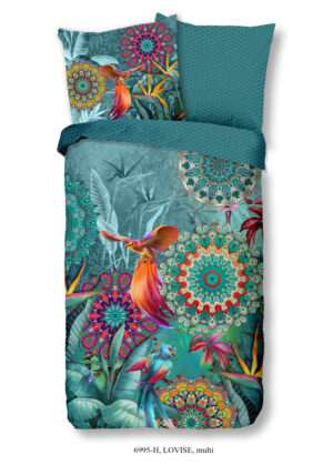 HIP dekbedovertrek mandala's, bloemen en vogels - Multicolor - 135 x 200 cm - 100% katoen/satijn