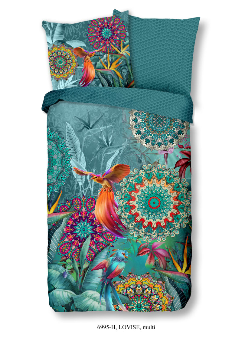HIP dekbedovertrek mandala's, bloemen en vogels - Multicolor - 200 x 200 cm - 100% katoen/satijn