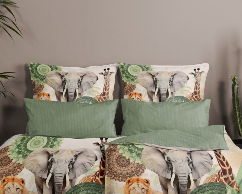 100% katoen/satijn dekbedset mandalas, bloemen & safari dieren van HIP in 135 x 200 cm