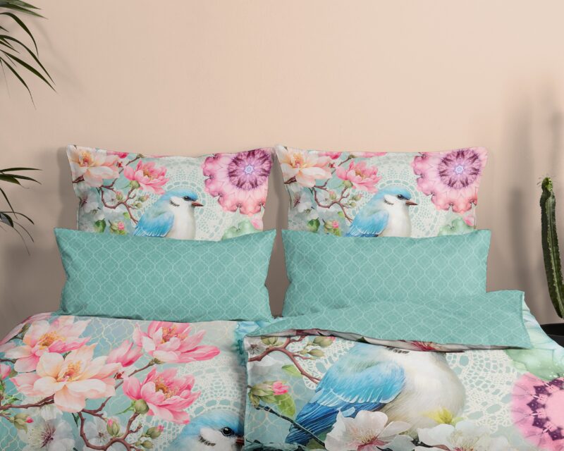 100% katoen/satijn dekbedset mandalas, bloemen & vogel van HIP in 135 x 200 cm