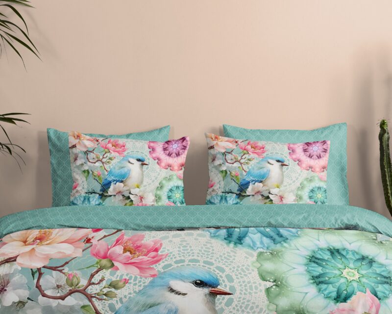 100% katoen/satijn dekbedset mandalas, bloemen & vogel van HIP in 240 x 200/220 cm