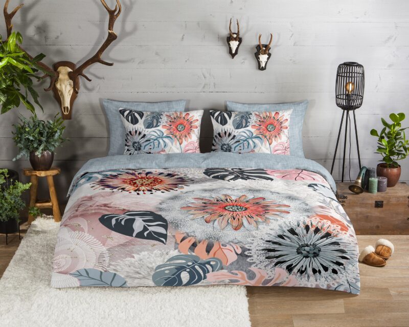 Mandala's en bladeren overtrek van HIP, 140 x 200/220 cm, kussensloop 60 x 70 cm