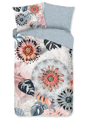 HIP dekbedovertrek mandala's en bladeren - Grijs - 140 x 200/220 cm - 100% katoen/flanel