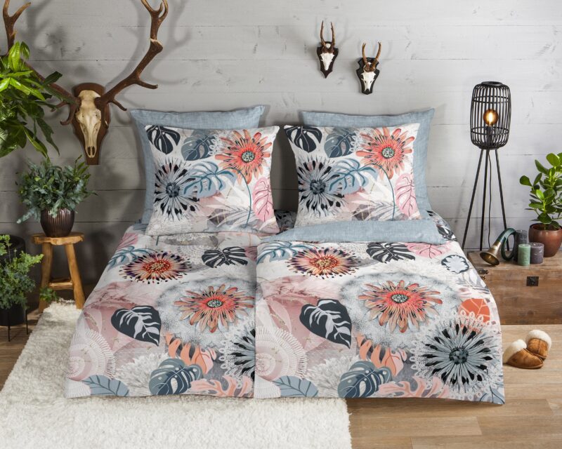 Mandala's en bladeren overtrek van HIP, 200 x 200 cm, kussensloop 80 x 80 cm - kussensloop 80 x 80 cm