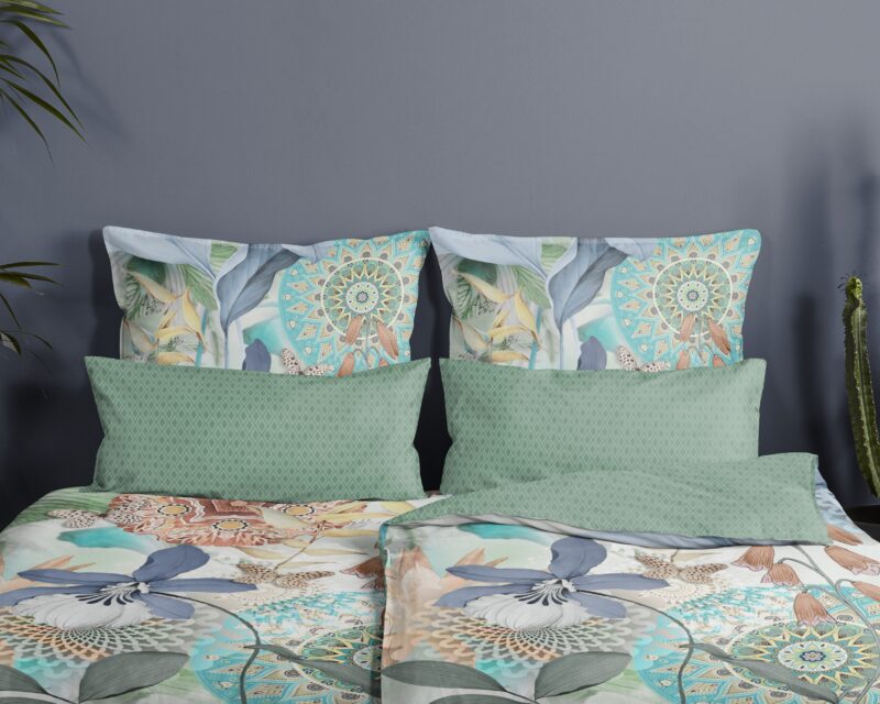 100% katoen/satijn dekbedset mandala's en bladeren van HIP in 155 x 220 cm