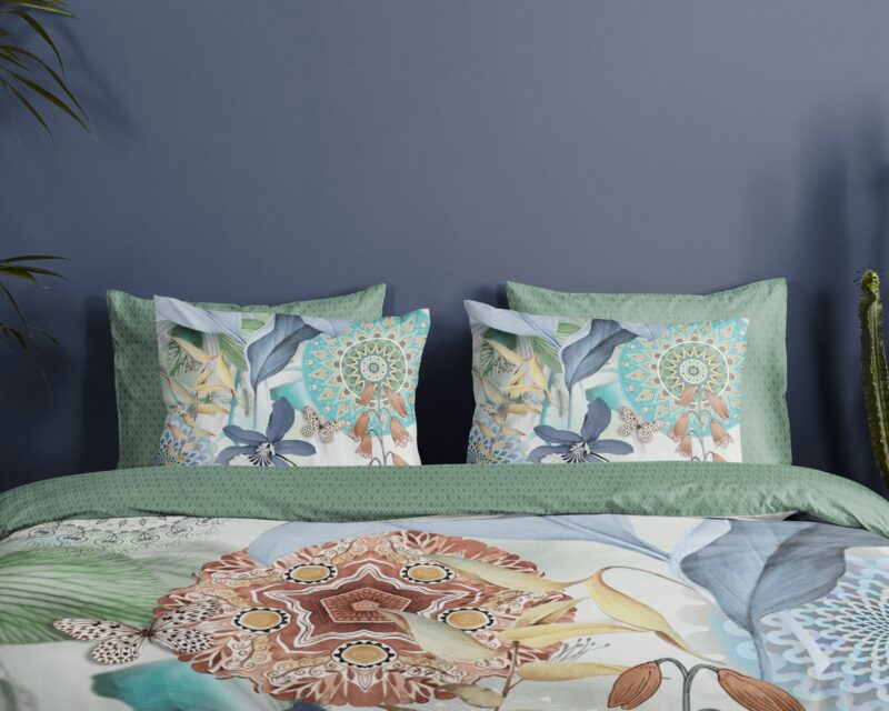 100% katoen/satijn dekbedset mandala's en bladeren van HIP in 200 x 200/220 cm