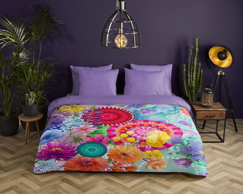 Mandala's en bloemen overtrek van HIP, 140 x 200 cm, kussensloop 70 x 90 cm - kussensloop 70 x 90 cm