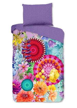HIP dekbedovertrek mandala's en bloemen - Multicolor - 140 x 200 cm - 100% katoen/satijn