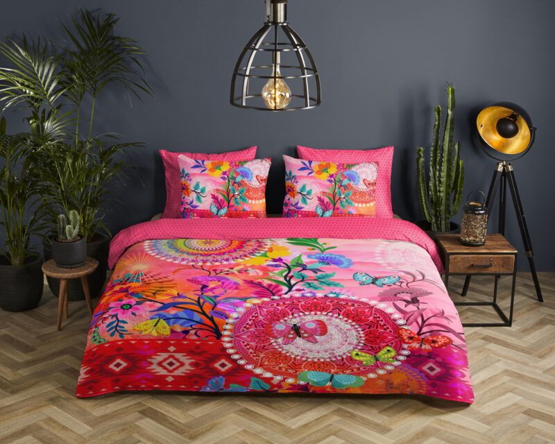 Mandala's en bloemen overtrek van HIP, 140 x 200/220 cm, kussensloop 60 x 70 cm - Multicolor