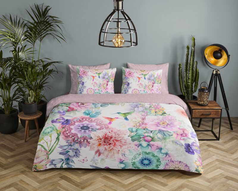 Mandala's en bloemen overtrek van HIP, 140 x 200/220 cm, kussensloop 60 x 70 cm