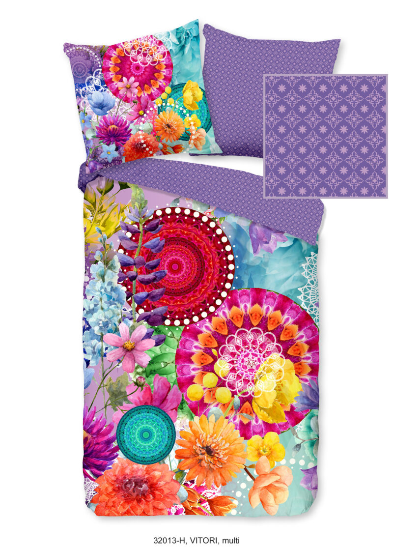 Mandala's en bloemen overtrek van HIP, 155 x 220 cm, kussensloop 80 x 80 cm