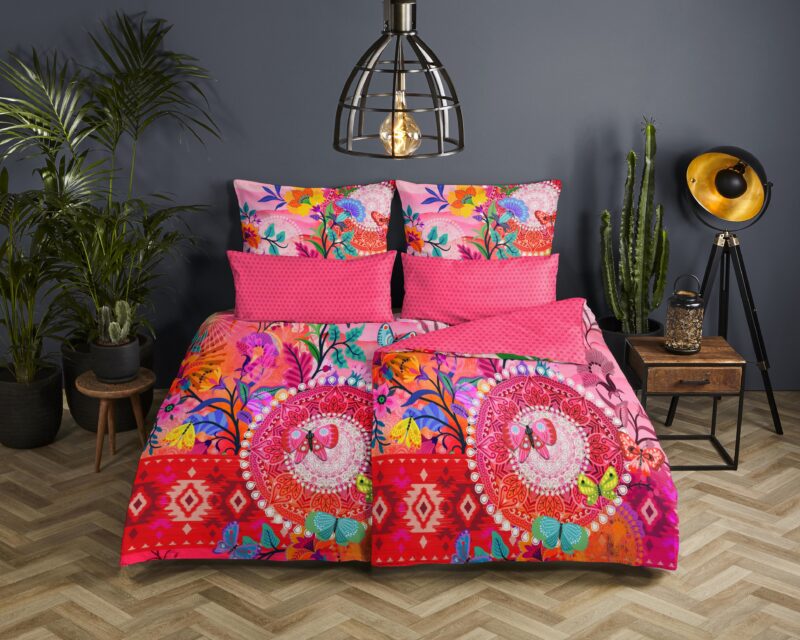 Mandala's en bloemen overtrek van HIP, 155 x 220 cm, kussensloop 80 x 80 cm - kussensloop 80 x 80 cm