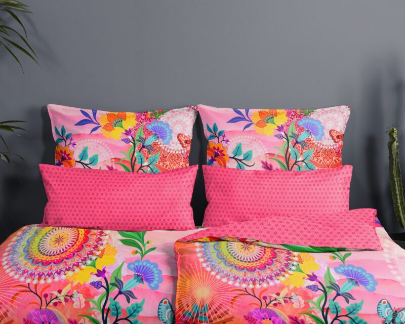 100% katoen/satijn dekbedset mandala's en bloemen van HIP in 155 x 220 cm - kussensloop 80 x 80 cm