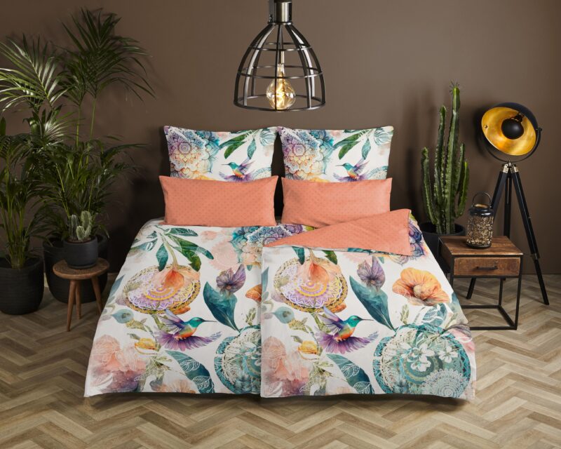 Mandala's en bloemen overtrek van HIP, 200 x 200 cm, kussensloop 80 x 80 cm - kussensloop 80 x 80 cm