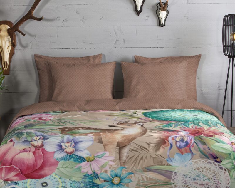 100% katoen/flanel dekbedset mandala's en een hert van HIP in 140 x 200 cm