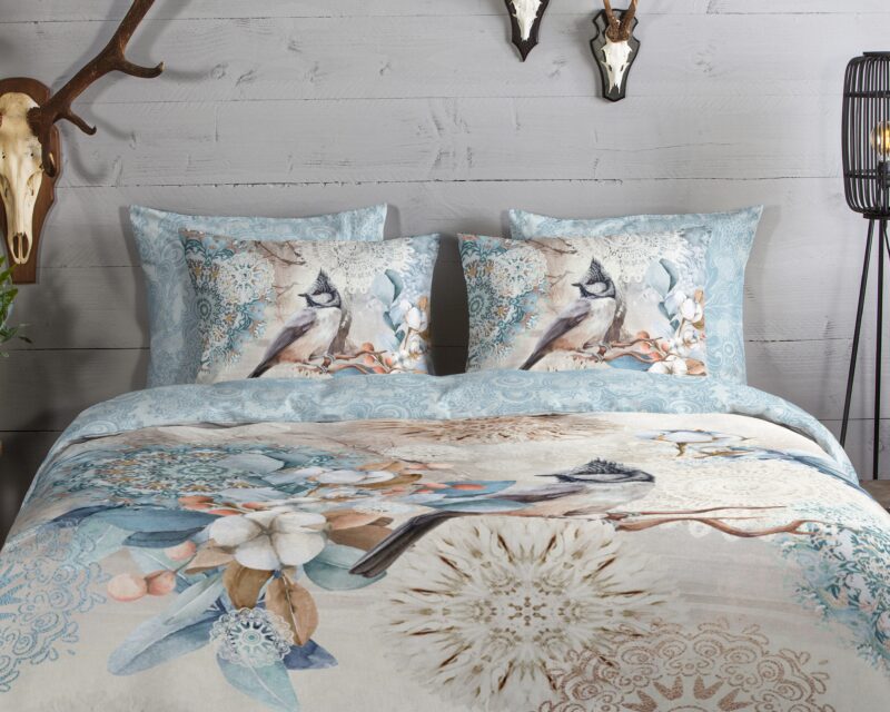 100% katoen/flanel dekbedset mandala's en een vogel van HIP in 140 x 200/220 cm