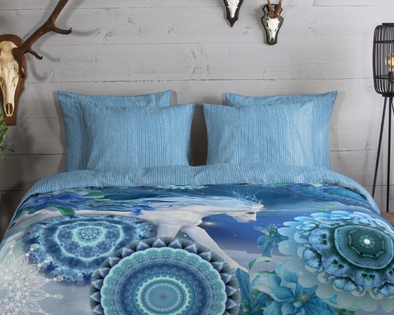 100% katoen/flanel dekbedset mandala's en eenhoorn van HIP in 140 x 200 cm
