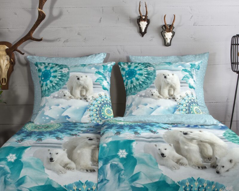 100% katoen/flanel dekbedset mandala's en ijsberen van HIP in 135 x 200 cm