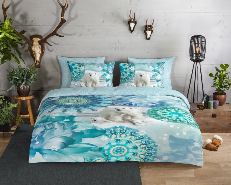 Mandala's en ijsberen overtrek van HIP, 140 x 200/220 cm, kussensloop 60 x 70 cm