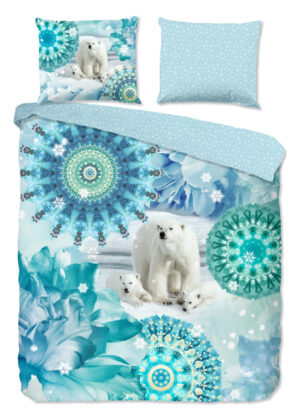HIP dekbedovertrek mandala's en ijsberen - Blauw - 200 x 200/220 cm - 100% katoen/flanel