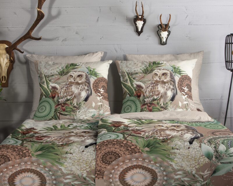 100% katoen/flanel dekbedset mandala's en uil van HIP in 135 x 200 cm
