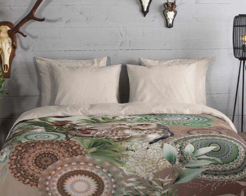 100% katoen/flanel dekbedset mandala's en uil van HIP in 140 x 200 cm