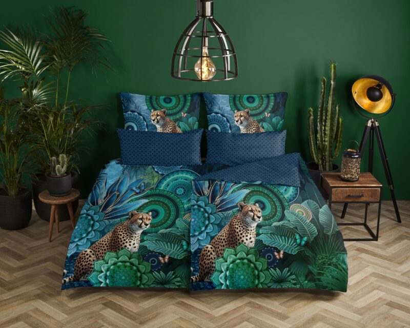 Mandalas & luipaard overtrek van HIP, 135 x 200 cm, kussensloop 80 x 80 cm